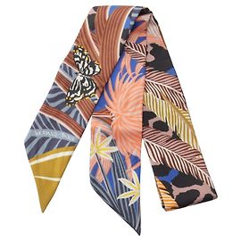 Hermès Twilly Jaguar Quetzal Ribbon Scarf Marrone Multicolore