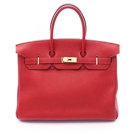 Hermès Sac à main Hermes Birkin 35 en Rouge Vif Rouge