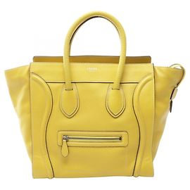 Céline Sac à main Celine Luggage Mini Shopper en cuir jaune Jaune