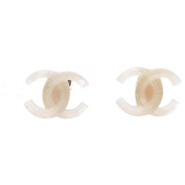 Boucles d'oreilles clips Chanel Coco Mark Blanc