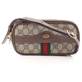 Bolsa de Ombro Gucci Ophidia GG Supreme Marrom Bege