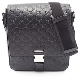 Borsa a tracolla Gucci Guccissima in pelle nera Nero