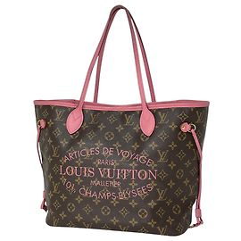 Louis Vuitton Neverfull MM Tote Bag Brown Pink