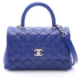 Chanel Coco Handle Flap Matelassé Handbag Blue