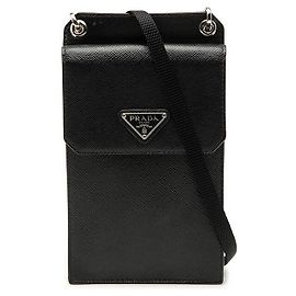 Borsa a tracolla per telefono Prada con logo Triangle 2ZH068 Nero