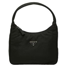 Borsa Prada con placca logo triangolare Nero