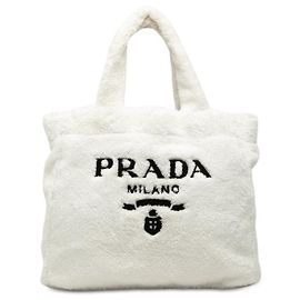 Tote Prada con placca logo Triangle Bianco