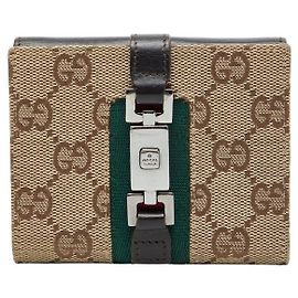 Cartera bi-fold Gucci Jackie Sherry Line Castaño Beige