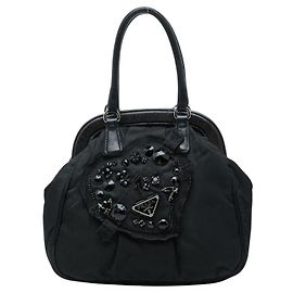 Plaque logo triangle cœur Prada Evening Noir