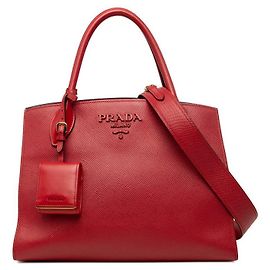 Sac à main 2WAY Prada Saffiano Monochrome Rouge