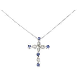 Autre Marque Collana in oro bianco Au750 zaffiro e diamante Argento
