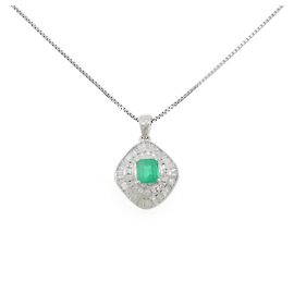Autre Marque Collier Émeraude et Diamant Pt900 Pt850 Vert