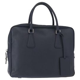 PRADA Sac à main cuir Safiano Navy Silver Autre
