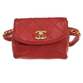Chanel Chain Infinity Waist Quilted Lambskin Rot