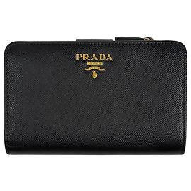 Cartera Prada bi-fold en piel Saffiano Negro