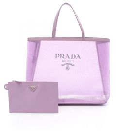 Borsa Tote Prada in pelle e mesh viola Porpora