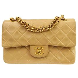 Chanel Timeless - Classic Double Flap Quilted Lambskin Small Beige