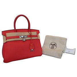 Hermès Birkin 30 Couro Clémence Vermelho Vermelho
