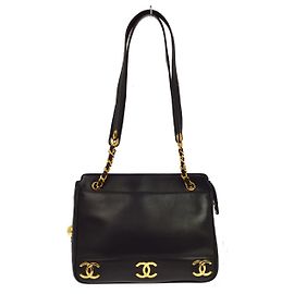 Chanel Vintage Metal CC Lambskin Medium Nero