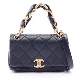 Chanel Matelassé Navy Lambskin Handbag Navy blue