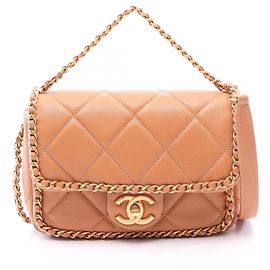 Sac à épaule 2-Way Chanel Matelassé Marron