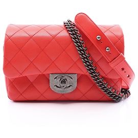 Chanel Matelassé Red Leather Shoulder Bag Red