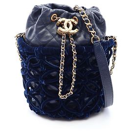 Chanel Matelassé Mini Shoulder Handbag Navy blue