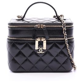 Borsa a spalla 2-Way Chanel Matelassé Vanity Nero