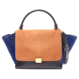 Céline Sac à main 2-Way Celine Trapeze Medium Marron Noir Bleu