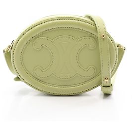 Céline Bolsa de Ombro Oval em Couro Celine Triomphe Verde