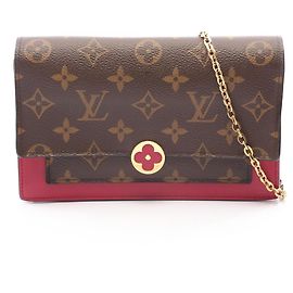 Louis Vuitton Portefeuille Flore Chain Monogram Shoulder Bag Marrom Rosa Fuschia