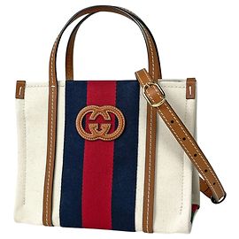 Bolsa 2-Way Gucci Interlocking G Sherry Line Web Branco