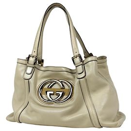 Gucci Newbrid Double G Leder-Tote-Bag Weiß