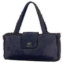 Borsa a mano Chanel in pelle blu navy Blu navy