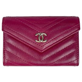 Chanel Visitenkartenetui aus rotem Leder Rot