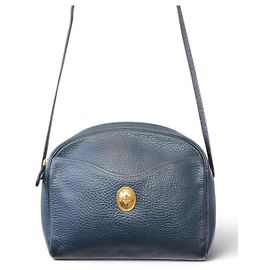 Christian Dior Bolsa de Ombro em Couro Azul Marinho Azul escuro