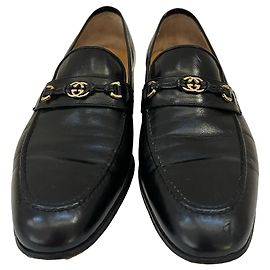 Gucci Interlocking Double G Leather Loafers - Black Black