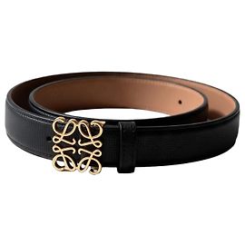 Cinto Loewe Anagrama em couro preto Preto Dourado