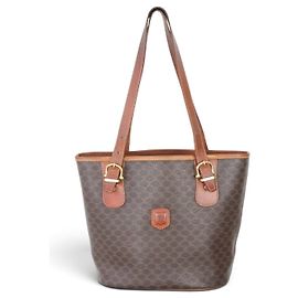 Céline Celine Borsa Cabas Macadam Monogramma Pelle Marrone Marrone Monogramma