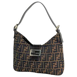 Fendi Zucca Pattern Canvas Shoulder Bag Brown