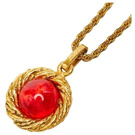 Collar de bisutería Chanel Gripoix Roja Dorado