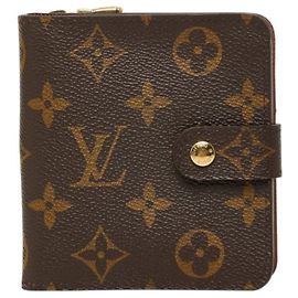 Louis Vuitton Monogram Compact Zip Bi-fold Wallet Brown