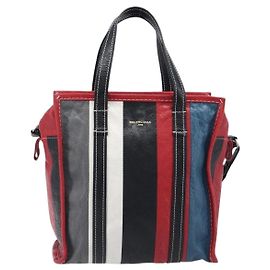 Balenciaga Bazar Striped Leather Medium Multicor
