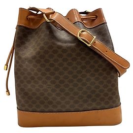 Céline Sac à épaule à cordon Celine Marron