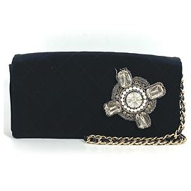 Sac à épaule Chanel en satin noir Noir