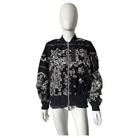 Giacca Bomber Sacai Paisley Nero Bianco