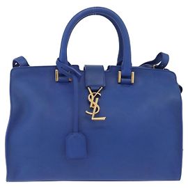 Autre Marque Saint Laurent Monogram Cabas Leather Baby Blu