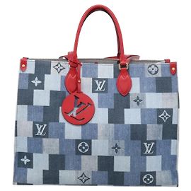 Louis Vuitton OnTheGo Damier and Monogram Patchwork Denim GM Blau