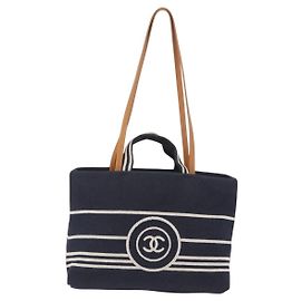 Chanel CC Shopping Denim Large Bleu Marine