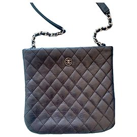 Chanel Uniform Bolsa Pele Cordeiro Preta Preto
